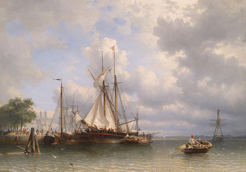 Antonie Waldorp Sailing ships in the harbor oil painting picture